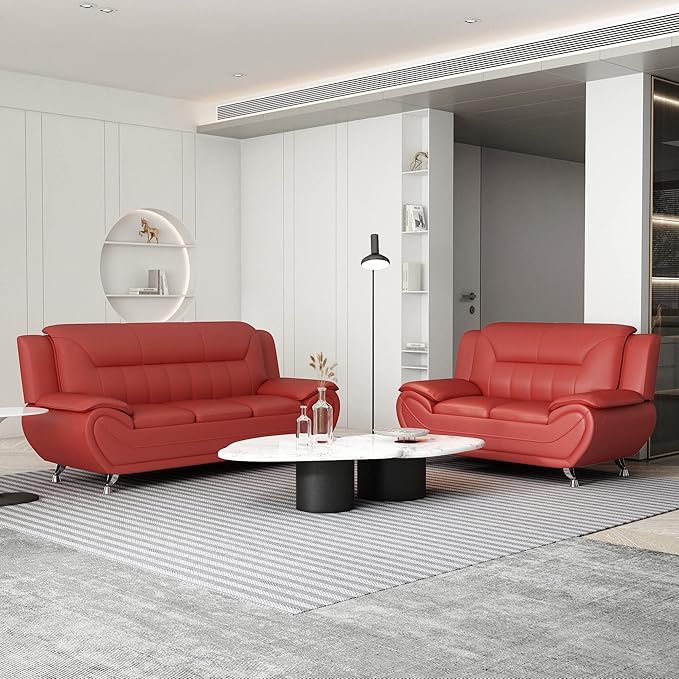 Container Furniture Direct Michael Modern Faux Leather Upholstered Stainless - Image 26