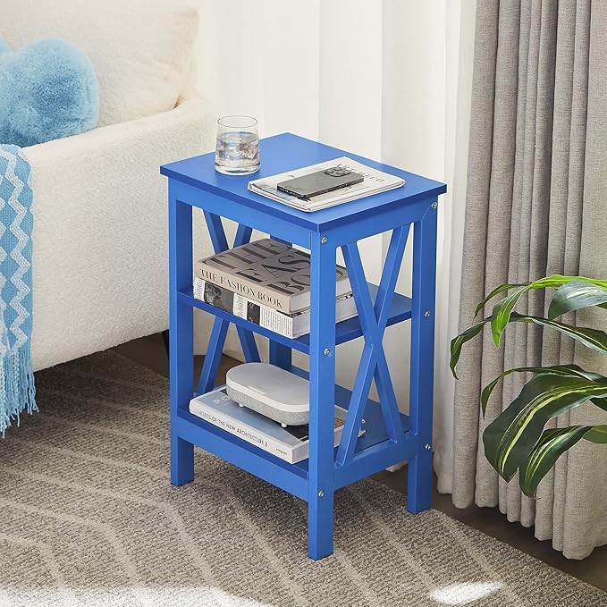 VECELO End Table Set of 2, Bedside Table, X-Design Reinforced Nightstands - Image 7