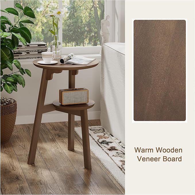 ChooChoo Round End Table for Small Spaces, Narrow Side Table, Accent Table - Image 7