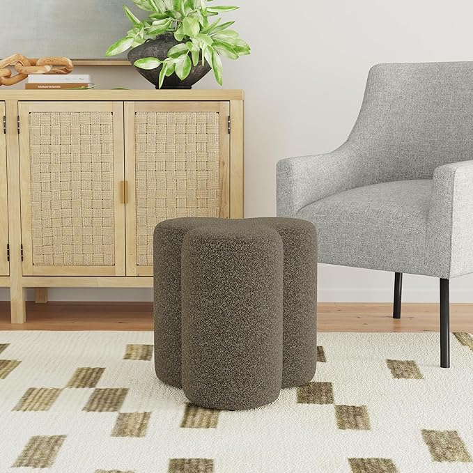 HomePop Upholstered Clover Shaped Ottoman Home Décor|Foot Rest Ottoman - Image 2