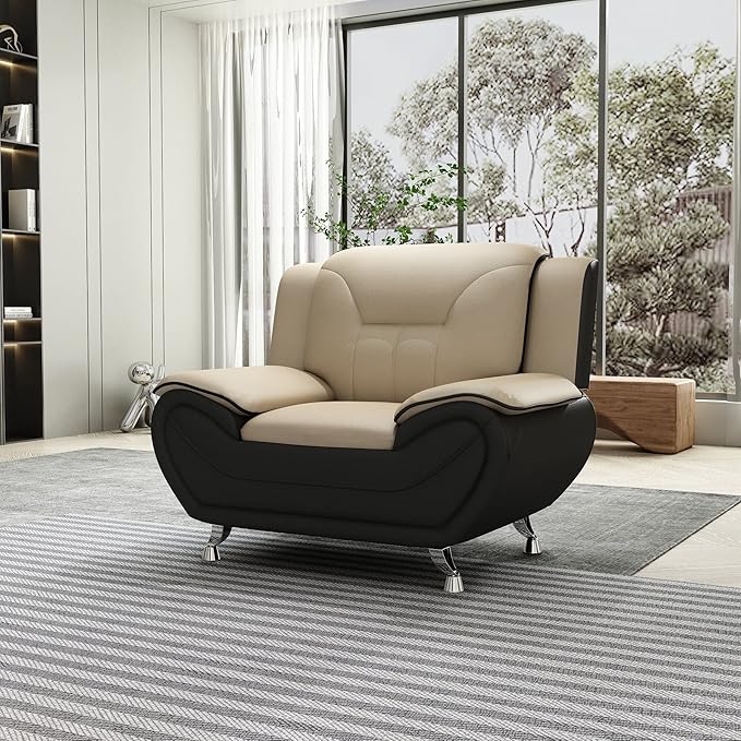 Container Furniture Direct Michael Modern Faux Leather Upholstered Stainless - Image 7