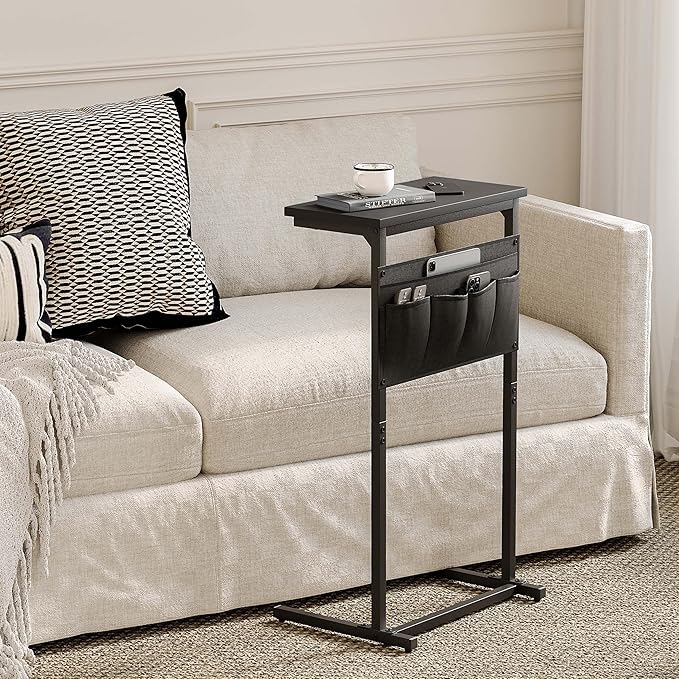 C Shaped End Table, Side Table for Sofa, Small TV Tray, Couch Table - Image 7
