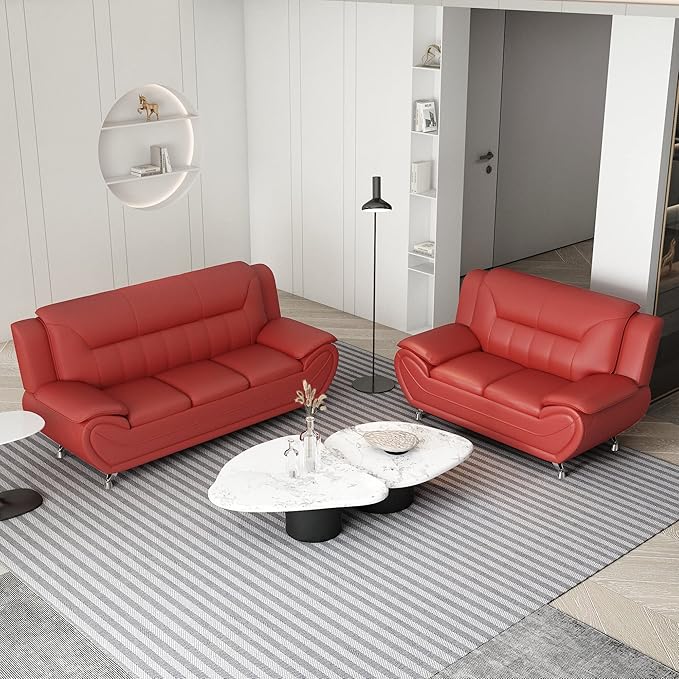 Container Furniture Direct Michael Modern Faux Leather Upholstered Stainless - Image 25