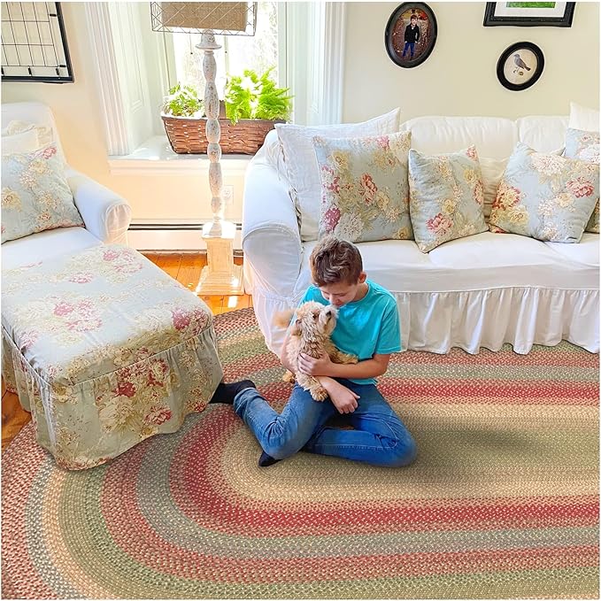 Azalea Multicolor Braided Oval Area Rugs, 5x8' by Homespice