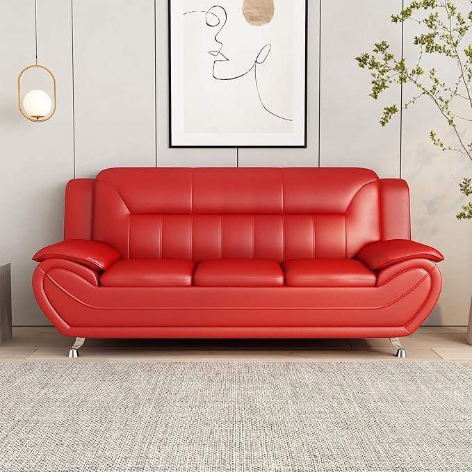 Container Furniture Direct Michael Modern Faux Leather Upholstered Stainless - Image 15