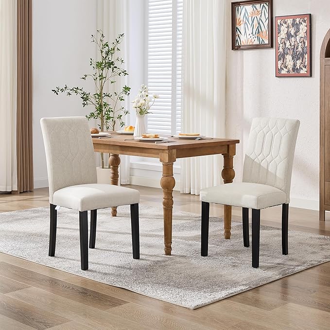 VECELO Upholstered Dining Chairs Set of 2, Modern Accent Parsons - Image 3