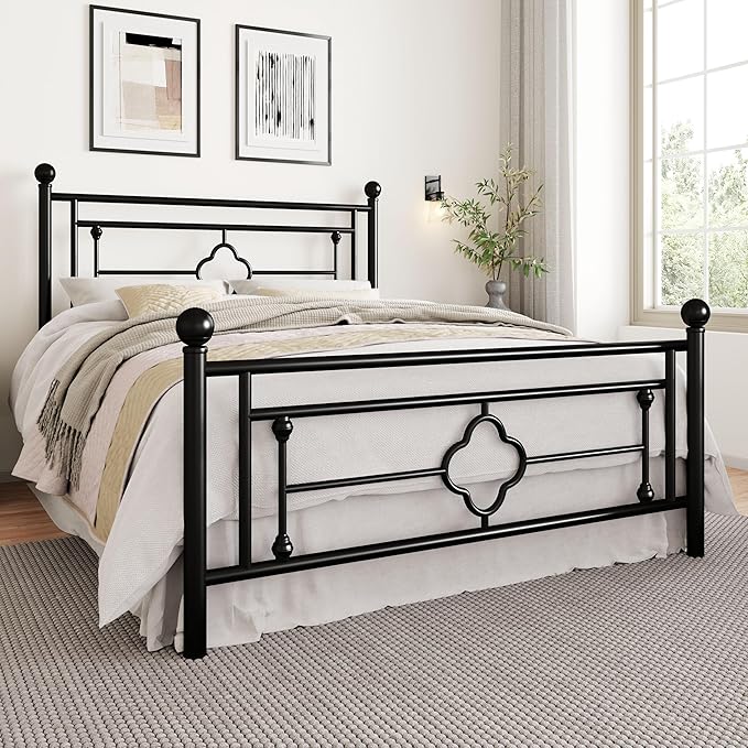 SHA CERLIN 14 Inches Full Size Metal Platform Bed Frame/Vintage Iron-Art - Image 3
