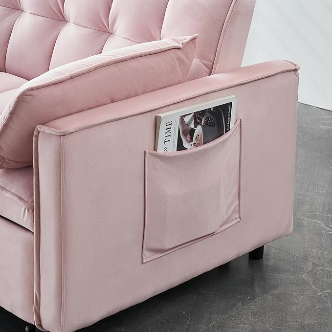 Ball & Cast Convertible Sofa Bed, Loveseat Sleeper Sofa W/Pull-Out Bed&2 Pillows - Image 5
