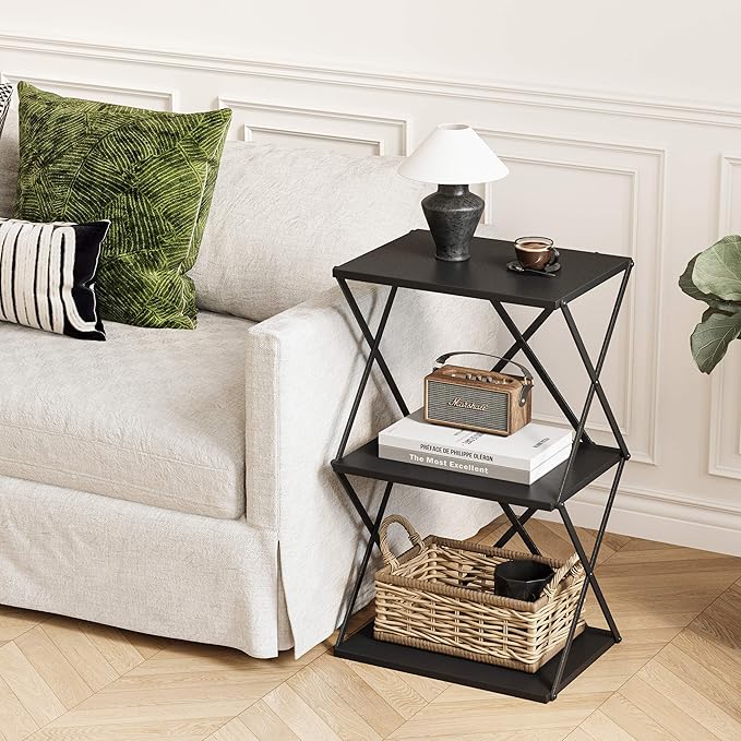 3-Tier End Table Small Side Table Tall Bedside Night Stand - Image 2