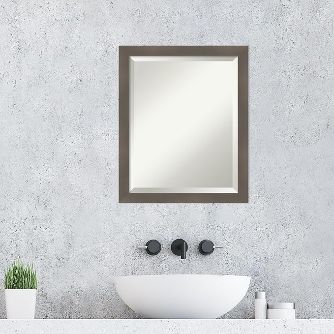 Amanti Art Grey Wall Mirror 23x19 Edwin Clay Grey Rectangle Bathroom Mirror - Image 6