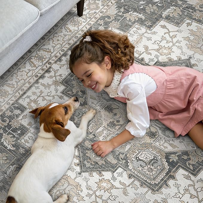 GENIMO 2x5 Runner Rugs for Hallway, Machine Washable Non Slip Vintage Retro Rugs - Image 3
