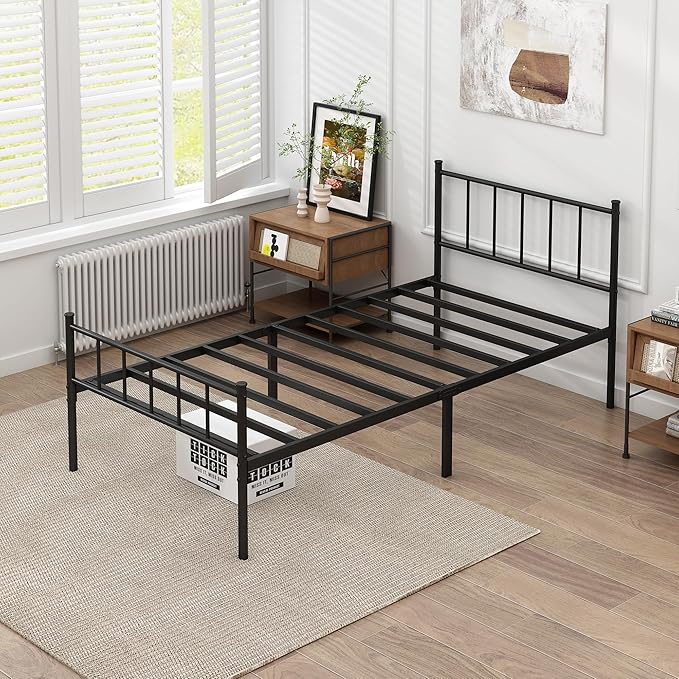 Twin Bed Frame-Classic Metal Platform Bed Frame, Mattress Foundation - Image 5