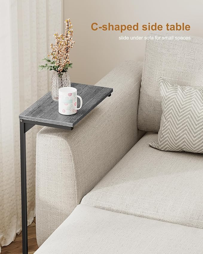 TUTOTAK C Shaped End Table, Small Side Table, 28.7 inch Tall Couch Table - Image 7