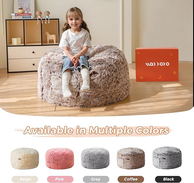 MAXYOYO Kids Bean Bag Chair, Stuffed Faux Fur Bean Bag - Image 6
