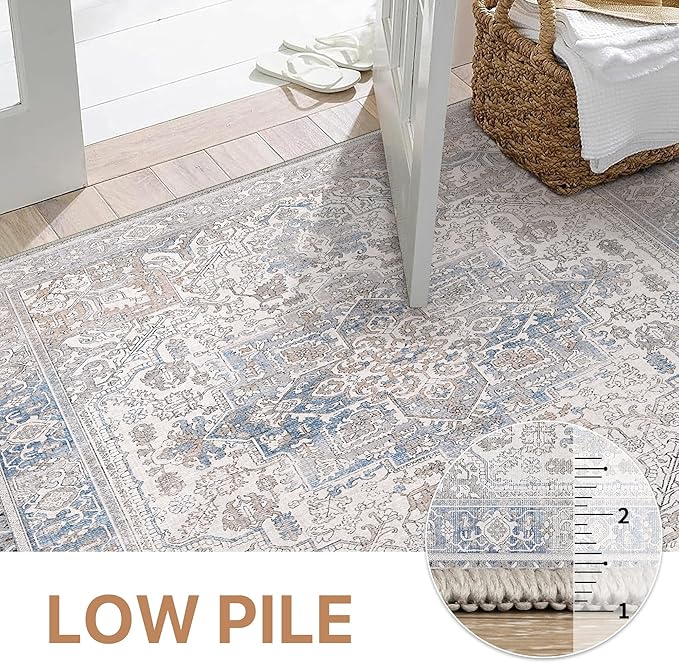 GENIMO 5x8 Area Rugs for Living Room, Machine Washable Low Pile Rugs, Chenille - Image 5