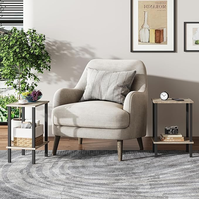 TUTOTAK End Table, Side Table, Nightstand, 2-Tier Storage Shelf, Sofa Side Table - Image 9