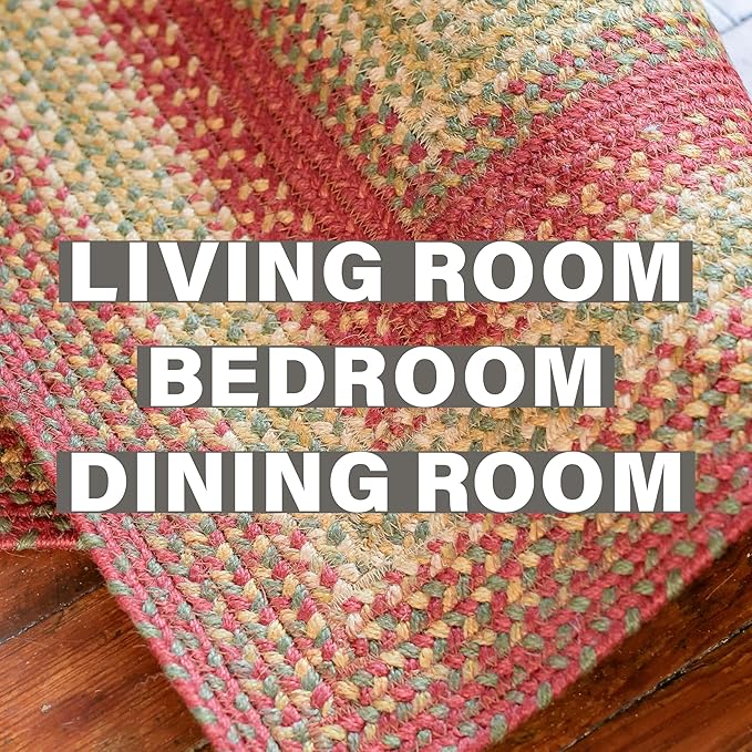 Homespice Cider Barn Cranberry Red Oval Braided Rugs, 8x10' - Image 7