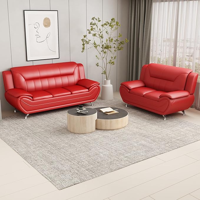 Container Furniture Direct Michael Modern Faux Leather Upholstered Stainless - Image 3