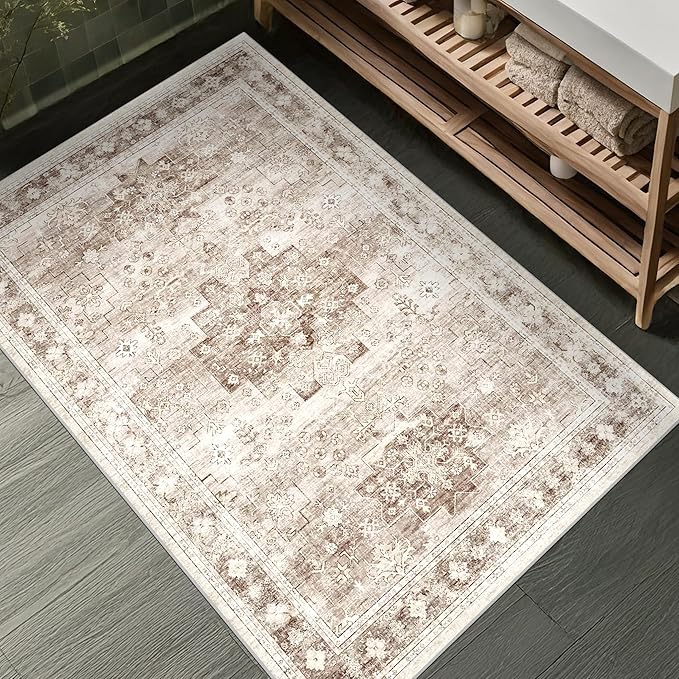 Washable Neutral Farmhouse Large Entryway Rug, 3x6 Area Rugs - Image 2