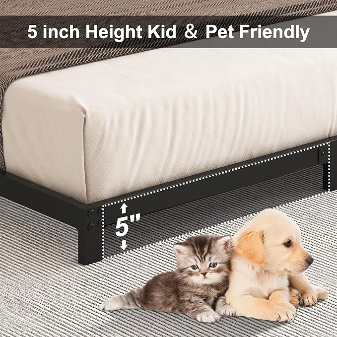 5 Inch Low King Size Bed Frame, Heavy Duty Bed Frame King Size Low Profile - Image 4
