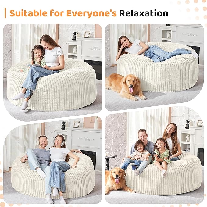 HABUTWAY 3FT Bean Bag Chair, Memory Foam Beanbag Chair - Image 4
