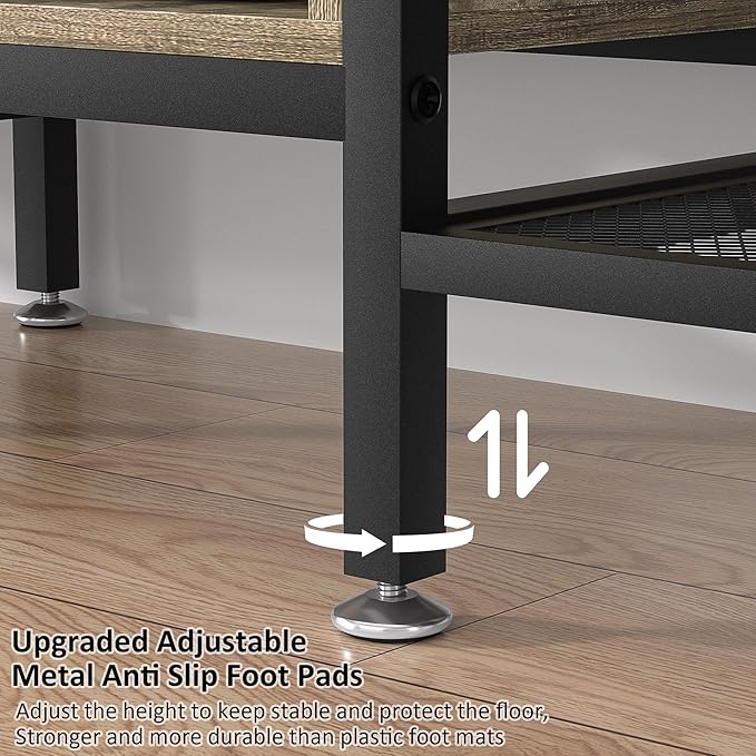 VECELO Industrial TV Stand for 75 Inch Television Cabinet 3-Tier Console - Image 4