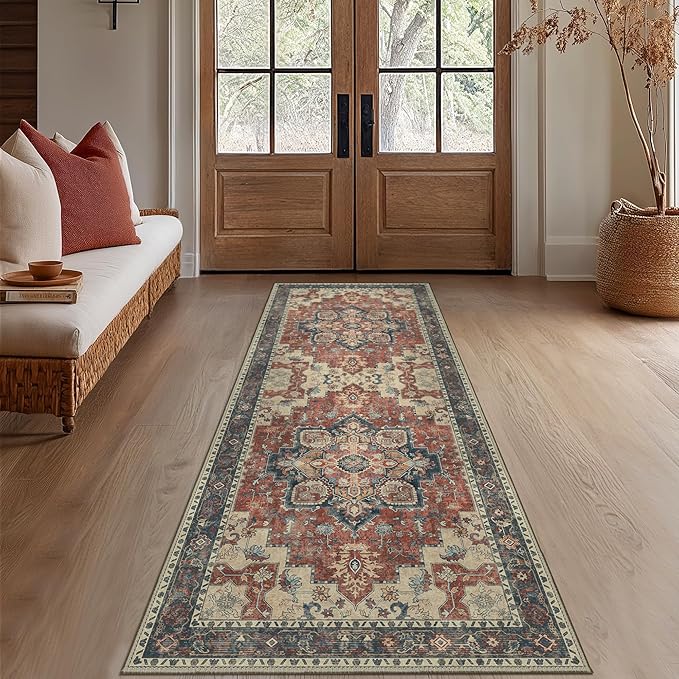 GENIMO 2'6''x12 Runner Rugs for Hallway, Machine Washable Non Slip Vintage Rugs - Image 2
