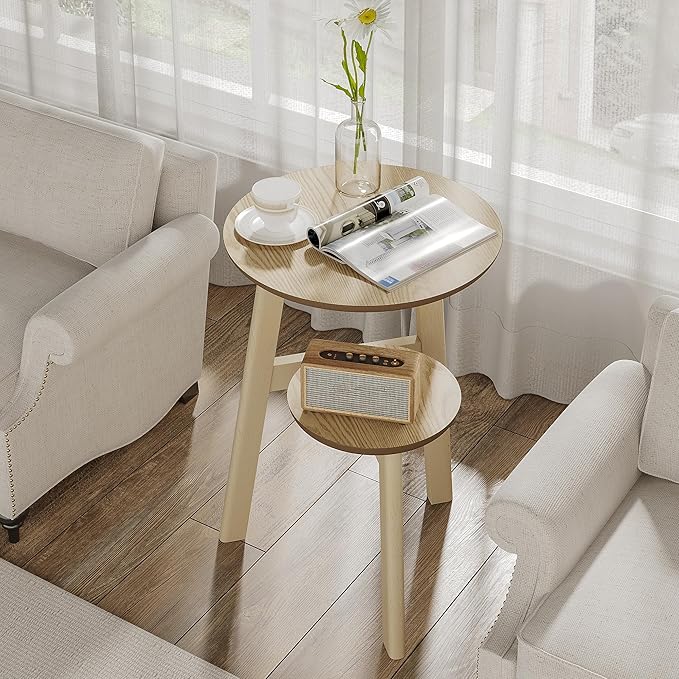 ChooChoo Round End Table Set of 2, Narrow Side Table - Image 5