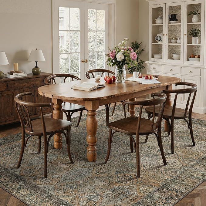 GENIMO 9x12 Area Rugs for Living Room, Machine Washable Non Slip Vintage Rugs - Image 3