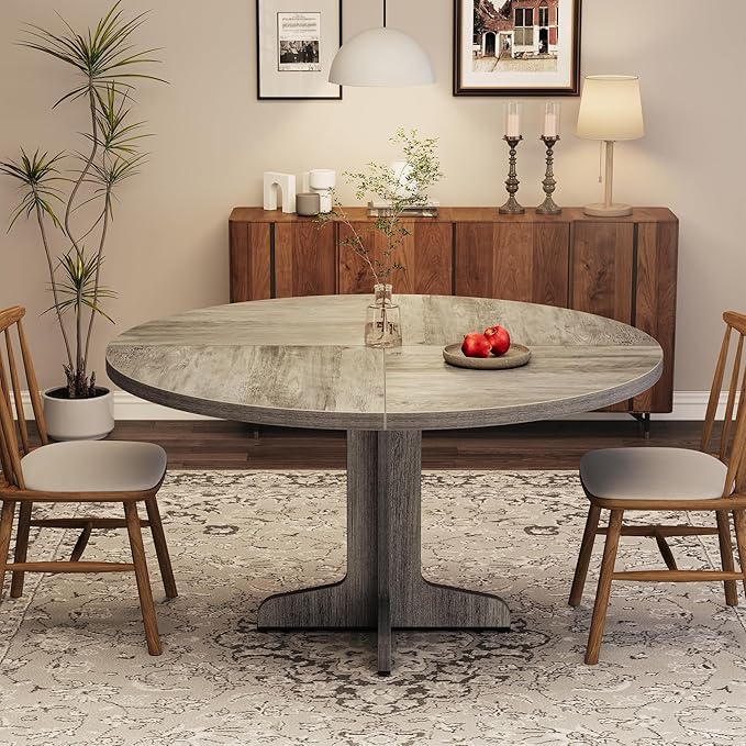 GarveeHome Round Dining Table for 4, 47 Inch Farmhouse Circle Kitchen Table - Image 7