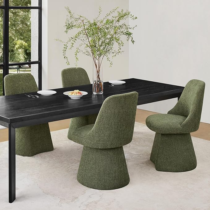 Swivel Dining Chair Mid Century Modern DeskChair High Back Upholstered Linen - Image 9