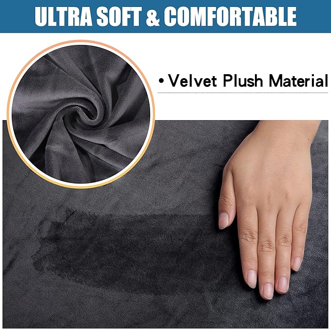 Smiry Velvet Seat Covers for Dining Room Chair Set of 4, Stretch Fit Removable - Image 2