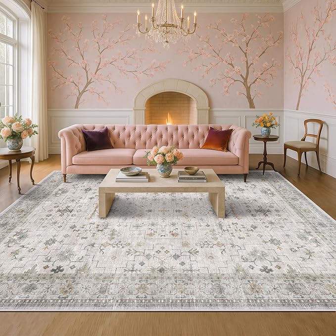 Boho Light Grey Living Room Rug 10x14 - Image 6