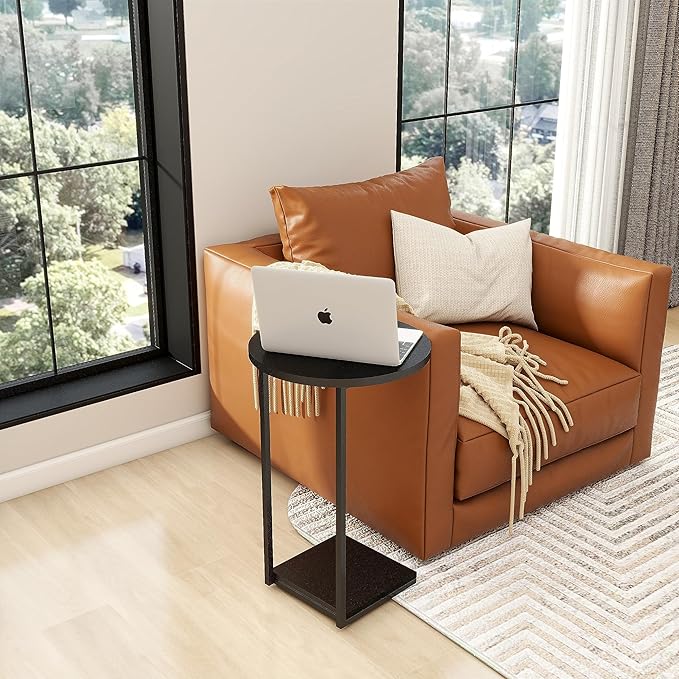HDANI C Shaped End Table Set of 2, Couch Side Table That Slide Under, C Table - Image 2
