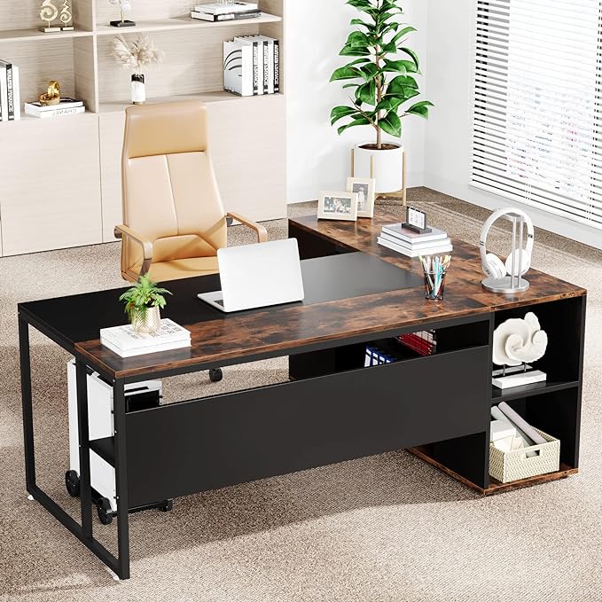 Tribesigns 71 inch Executive Desk, L Shaped Desk - Image 5