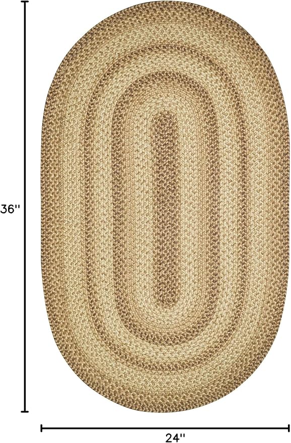Cookie Dough Brown Oval Braided Rug, 2x3' - Image 2