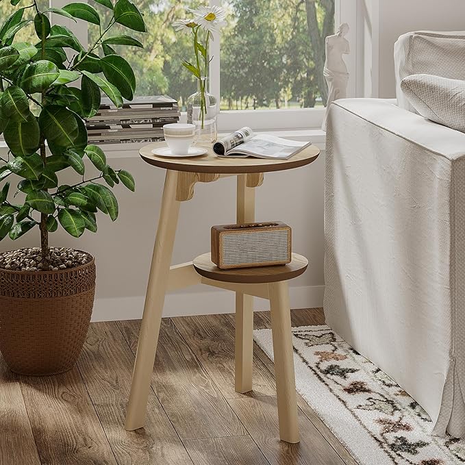 ChooChoo Round End Table for Small Spaces, Narrow Side Table, Accent Table - Image 3