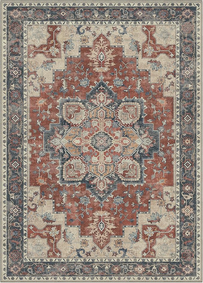 GENIMO 10x12 Area Rugs for Living Room, Machine Washable Non Slip Vintage Rugs - Image 7