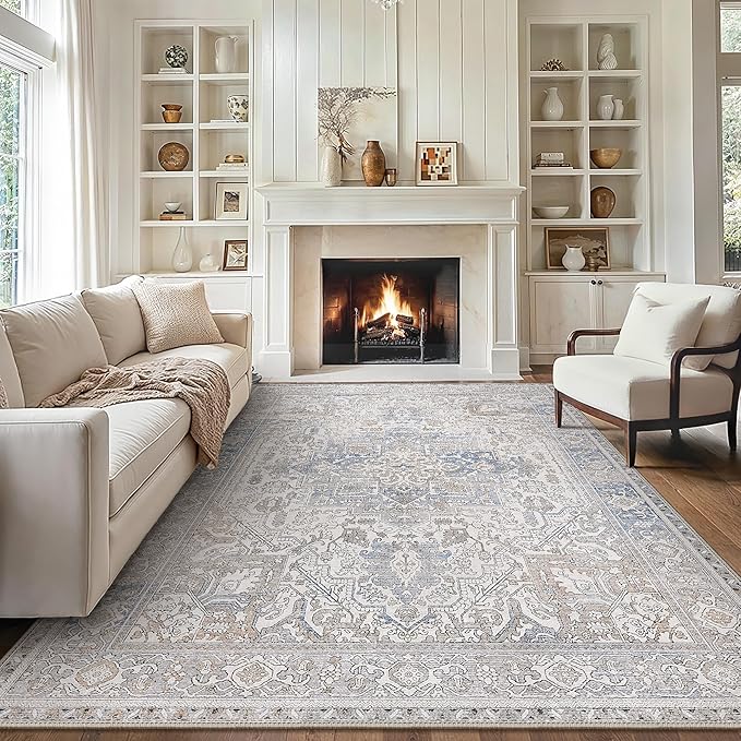 GENIMO 9x12 Area Rugs for Living Room, Machine Washable Non Slip Vintage Retro by GENIMO