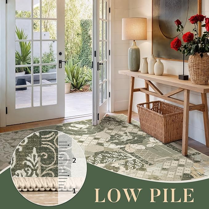 GENIMO Area Rug 2x3 Doormat, Machine Washable Low Pile Rugs, Small Floral - Image 7