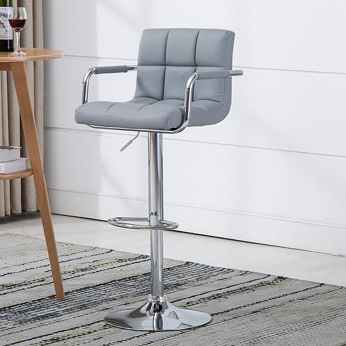 AC Pacific Contemporary Adjustable Swivel Kitchen Bar Stool Chair - Image 2