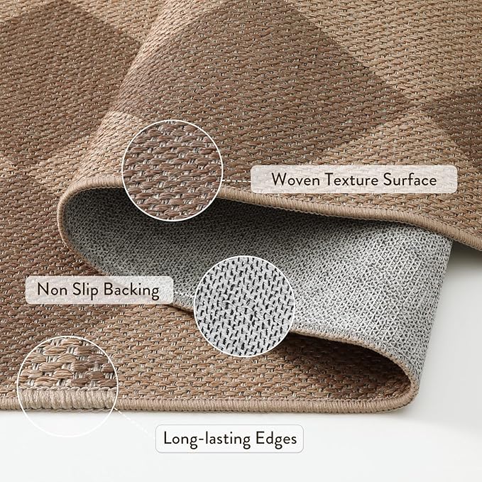 Lahome Checkered Easy Jute Rug, 2x3 Entryway Rug Indoor Outdoor Front Door Mat - Image 3