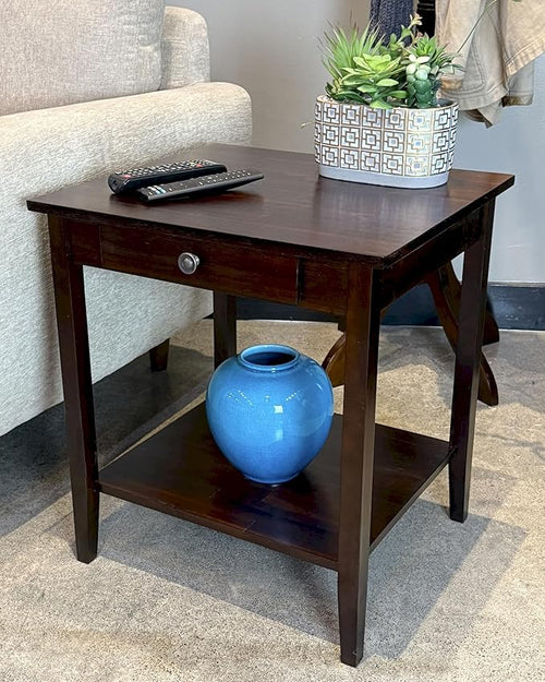 2-Tier Solid Acacia End Table w/Drawer by FairwayAvenueHome
