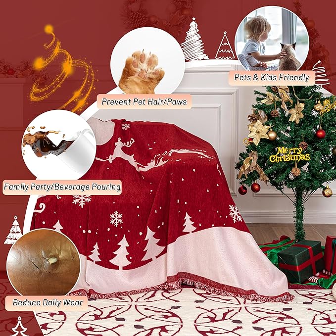 MYSKY HOME Christmas Chenille Sofa Slipcover Couch Covers - Image 2