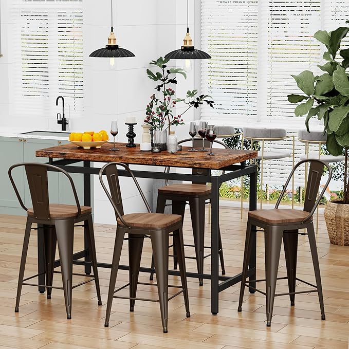Changjie Furniture 26 Inches Metal Barstools Set of 4 Counter Height Bar Stools - Image 7
