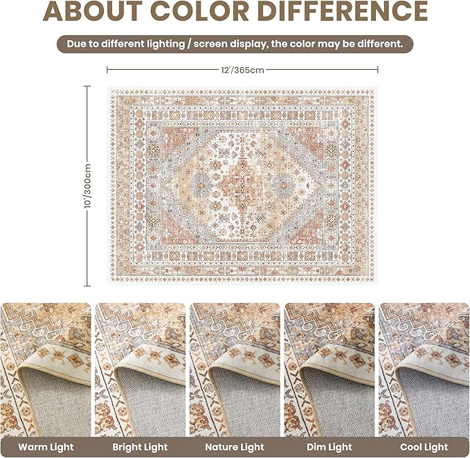 zesthome 10x12 Area Rugs, Stain Resistant Washable Rug, Ultra-Thin Rugs - Image 2