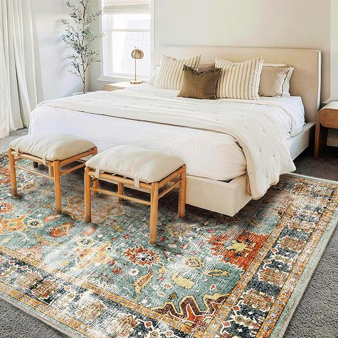 Area Rug 10'x14' Washable Vintage Traditional Mat Distressed Indoor Foldable - Image 2
