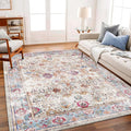 Washable 10'x14' Area Rug Vintage Traditional Distressed Indoor Foldable Thin by CHAMPLANT
