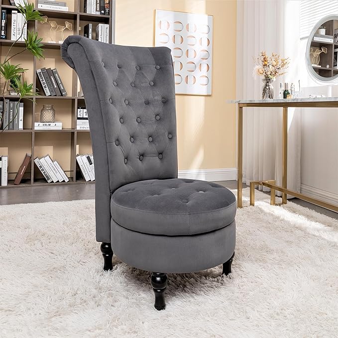 Container Furniture Direct Royal High-Back Velvet Accent Chair - Image 11