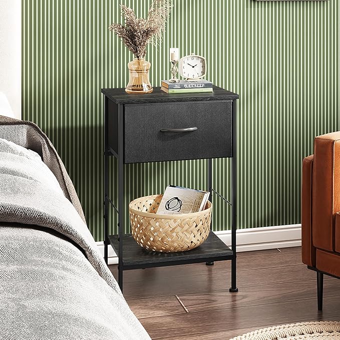 WLIVE Black Nightstand, Bedside Table - Image 7
